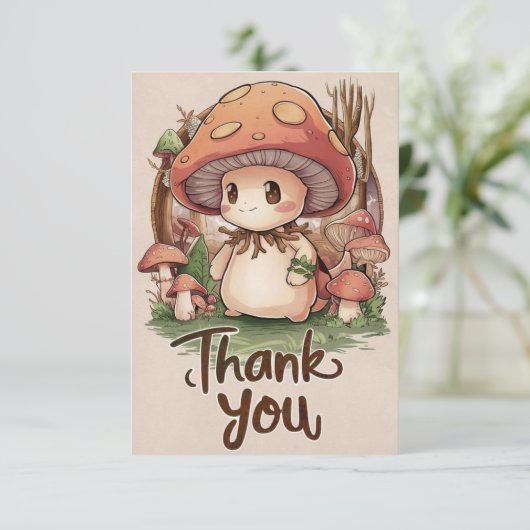 Schattigee Elegante Paddestoel Dank u kaart (Staand voorkant)