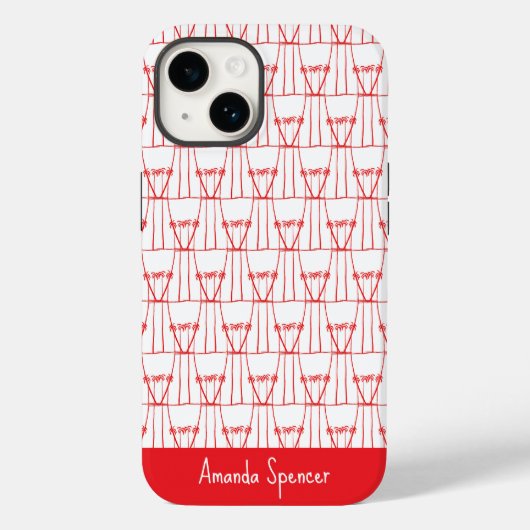 Schattigee, elegante rode silhouet kokospalmen Case-Mate iPhone case (Achterkant)