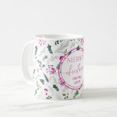 Schattigee Elegante Roze Holly Berries Kerst Mok (Voorkant links)