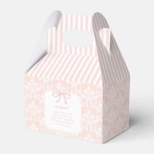 Schattigee elegante roze strik baby meisje douche bedankdoosjes (Achterkant)