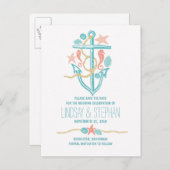 Schattigee elegante strandbruiloft bespaar de datu aankondigingskaart (Voorkant / Achterkant)