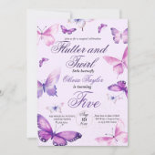 Schattigee Elegante Vlinder Meisjes 5e Verjaardag Kaart (Voorkant)