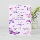 Schattigee Elegante Vlinder Meisjes 5e Verjaardag Kaart (Staand voorkant)