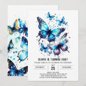 Schattigee elegante vlinderjongen Verjaardag Kaart (Voorkant / Achterkant)