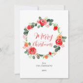 Schattigee Elegante Vrolijke Kerst Bloemenkrans Feestdagenkaart (Voorkant)
