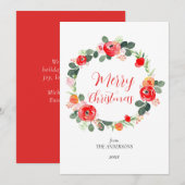 Schattigee Elegante Vrolijke Kerst Bloemenkrans Feestdagenkaart (Voorkant / Achterkant)