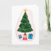 Schattigee elegante vrolijke kerstboom met Cadeaus Feestdagen Kaart (Voorkant)