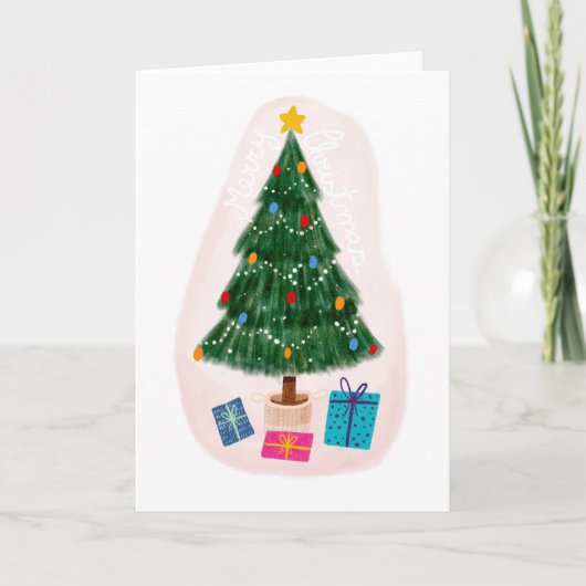 Schattigee elegante vrolijke kerstboom met Cadeaus Feestdagen Kaart (Voorkant)