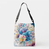 Schattigee Elegante Waterverf Bloemen Pastel Kleur Crossbody Tas (Achterkant)