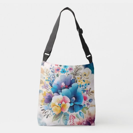 Schattigee Elegante Waterverf Bloemen Pastel Kleur Crossbody Tas (Voorkant)