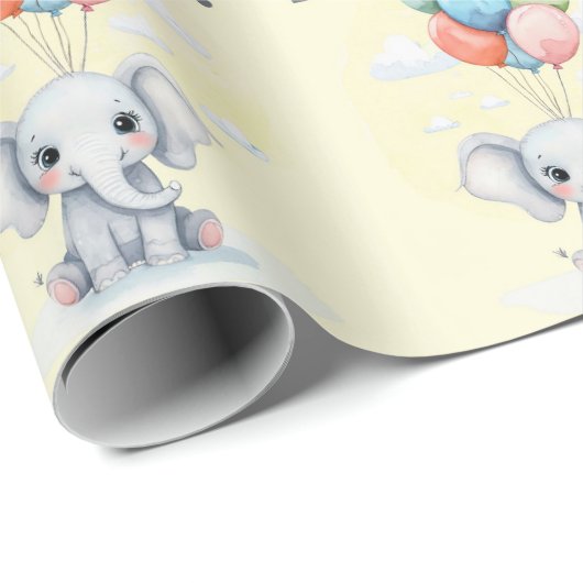 Schattigee Elephant Baby shower Wrapping Paper She Cadeaupapier (Rol Hoek)