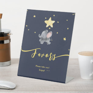 Schattigee Elephant & Balloon Baby shower Favors Reclamebord Met Voetstuk