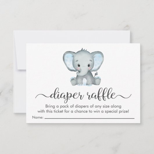 Schattigee Elephant Blue Luier Raffle Baby shower Kaart (Voorkant)