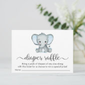 Schattigee Elephant Blue Luier Raffle Baby shower Kaart (Staand voorkant)