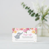 Schattigee Elephant Floral Baby shower Luier Raffl Informatiekaartje (Staand voorkant)