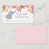 Schattigee Elephant Floral Baby shower Luier Raffl Informatiekaartje (Voorkant / Achterkant)