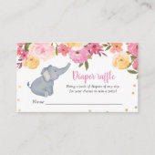 Schattigee Elephant Floral Baby shower Luier Raffl Informatiekaartje (Voorkant)