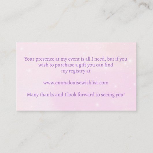 Schattigee Elephant Pink Gift Registry Informatiekaartje (Achterkant)