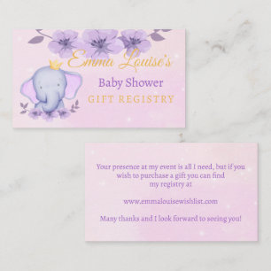 Schattigee Elephant Pink Gift Registry Informatiekaartje
