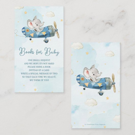 Schattigee Elephant Plane Adventure Boeken voor Ba Informatiekaartje (Voorkant / Achterkant)