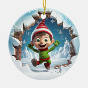 Schattigee Elf 3D Keramisch Ornament