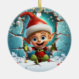 Schattigee Elf 3D Keramisch Ornament