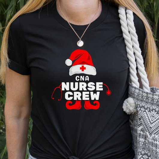 Schattigee Elf CNA Verpleegster Kerstmis Crew T-shirt