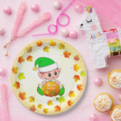 Schattigee Elf en Herfst bladeren Thanksgiving Pap Papieren Bordje (Feest)