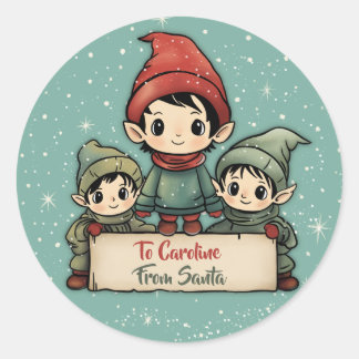 Schattigee Elf gepersonaliseerd van Santa Ronde Sticker