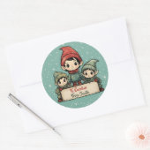 Schattigee Elf gepersonaliseerd van Santa Ronde Sticker (Envelop)