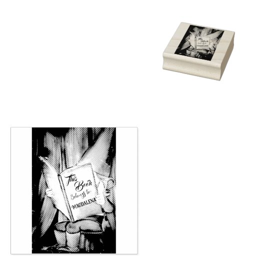 Schattigee Elf Leesboek Eigendom Naam Stamp Rubberstempel (Gestempeld)