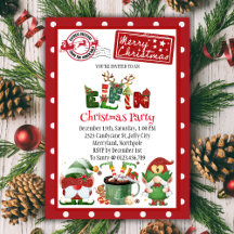 Schattigee Elf Noordpool Kerstfeest Uitnodiging