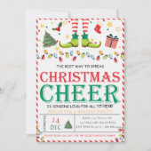 Schattigee Elf Pine TreeChristmas Party Uitnodigin Kaart (Voorkant)