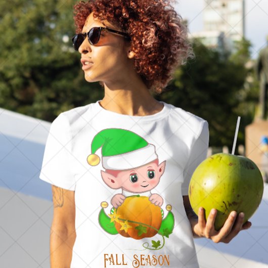 Schattigee Elf & Pumpkin Herfst Seizoen T-shirt