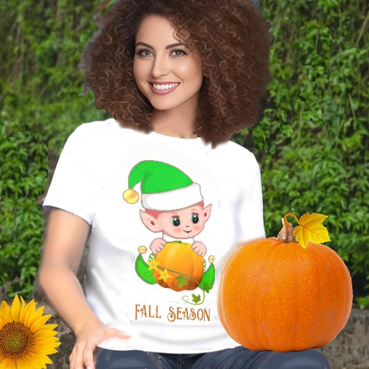 Schattigee Elf & Pumpkin Herfst Seizoen T-shirt