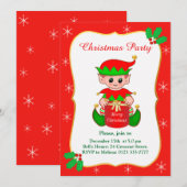 Schattigee Elf & Sneeuwvlokken Kerstfeest Uitnodig Kaart (Voorkant / Achterkant)