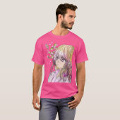 Schattigee elfdruïde met vallende sakura t-shirt (Voorkant volledig)