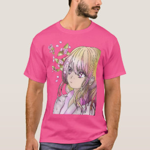 Schattigee elfdruïde met vallende sakura t-shirt
