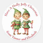 Schattigee  Elfen Holly Jolly Custom Christmas Ronde Sticker (Voorkant)