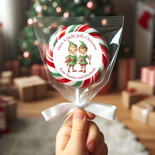 Schattigee  Elfen Holly Jolly Custom Christmas Ronde Sticker