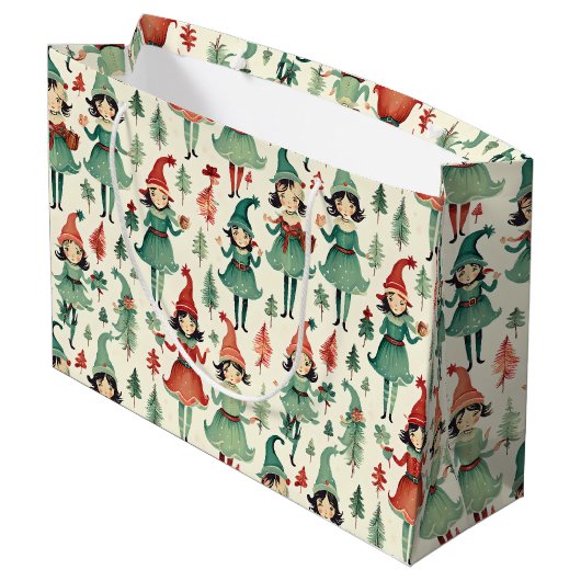 Schattigee  Elfen Kerst Seizoen Groot Cadeauzakje (Achterkant Gekanteld)