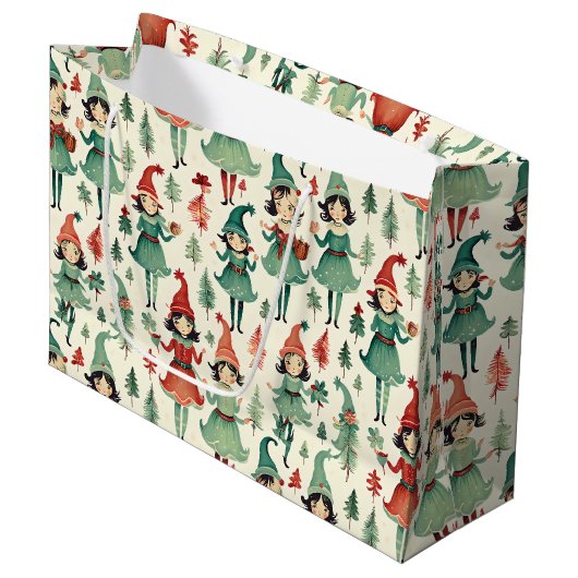 Schattigee  Elfen Kerst Seizoen Groot Cadeauzakje (Voorkant Gekanteld)