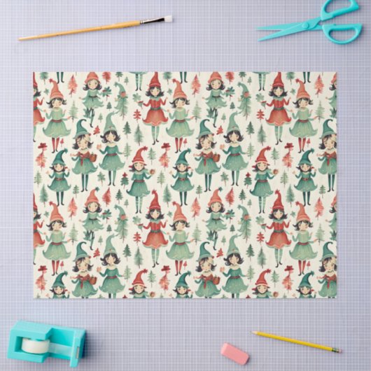 Schattigee  Elfen Kerst Seizoen Tissuepapier (Craft)