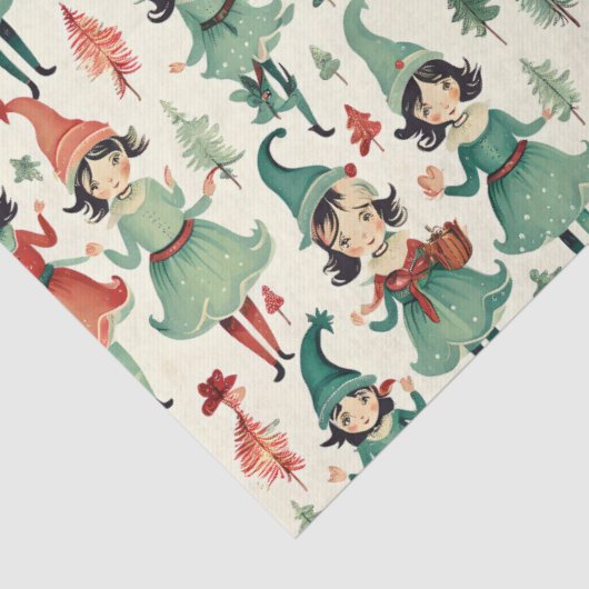 Schattigee  Elfen Kerst Seizoen Tissuepapier (Detail)