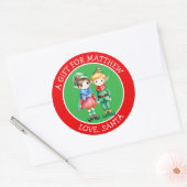Schattigee elfen | Van en naar Christmas Gift Labe Ronde Sticker (Envelop)