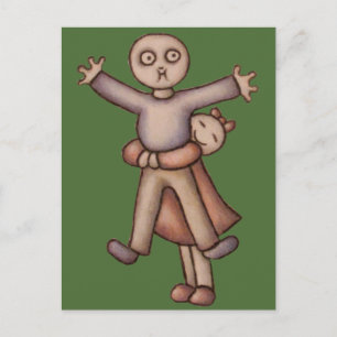 Schattigee Emo Cartoon van Meisje Knuffelen Jongen Briefkaart