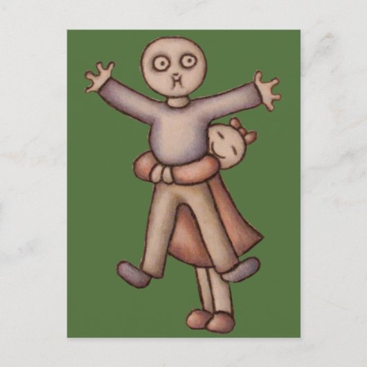 Schattigee Emo Cartoon van Meisje Knuffelen Jongen Briefkaart (Voorkant)