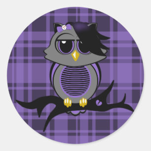 Schattigee Emo Uil en Plaid Pattern Stickers