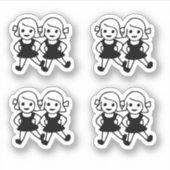 Schattigee Emoji Meisje Vrienden Sticker (Voorkant)