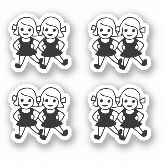 Schattigee Emoji Meisje Vrienden Sticker (Voorkant)